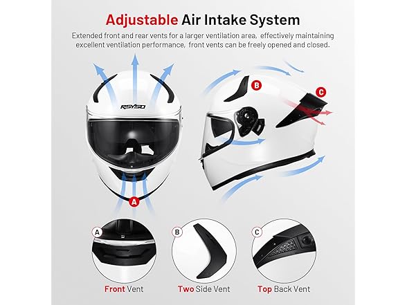 RSYSO Full Face Motorcycle Helmet, M