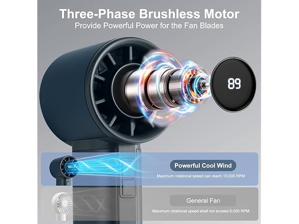 Sowmow Blue Handheld Turbo Fan