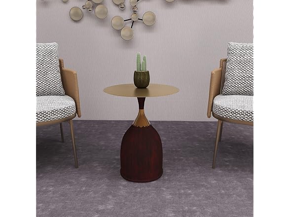 LeisureMod Oslo Round End Table Wood Brown