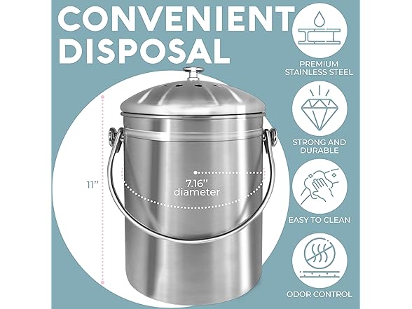 EPICA Countertop Compost Bin Kitchen | 1.3 Gallon