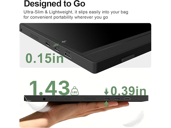 GEESUU Portable Monitor 15.6" FHD IPS
