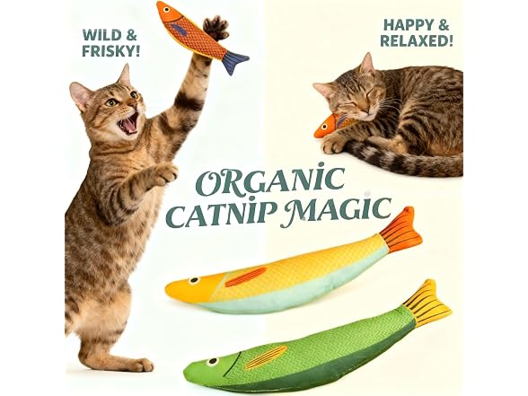 Catnip Fish Kicker Toy for Indoor Cats, 8-Inc