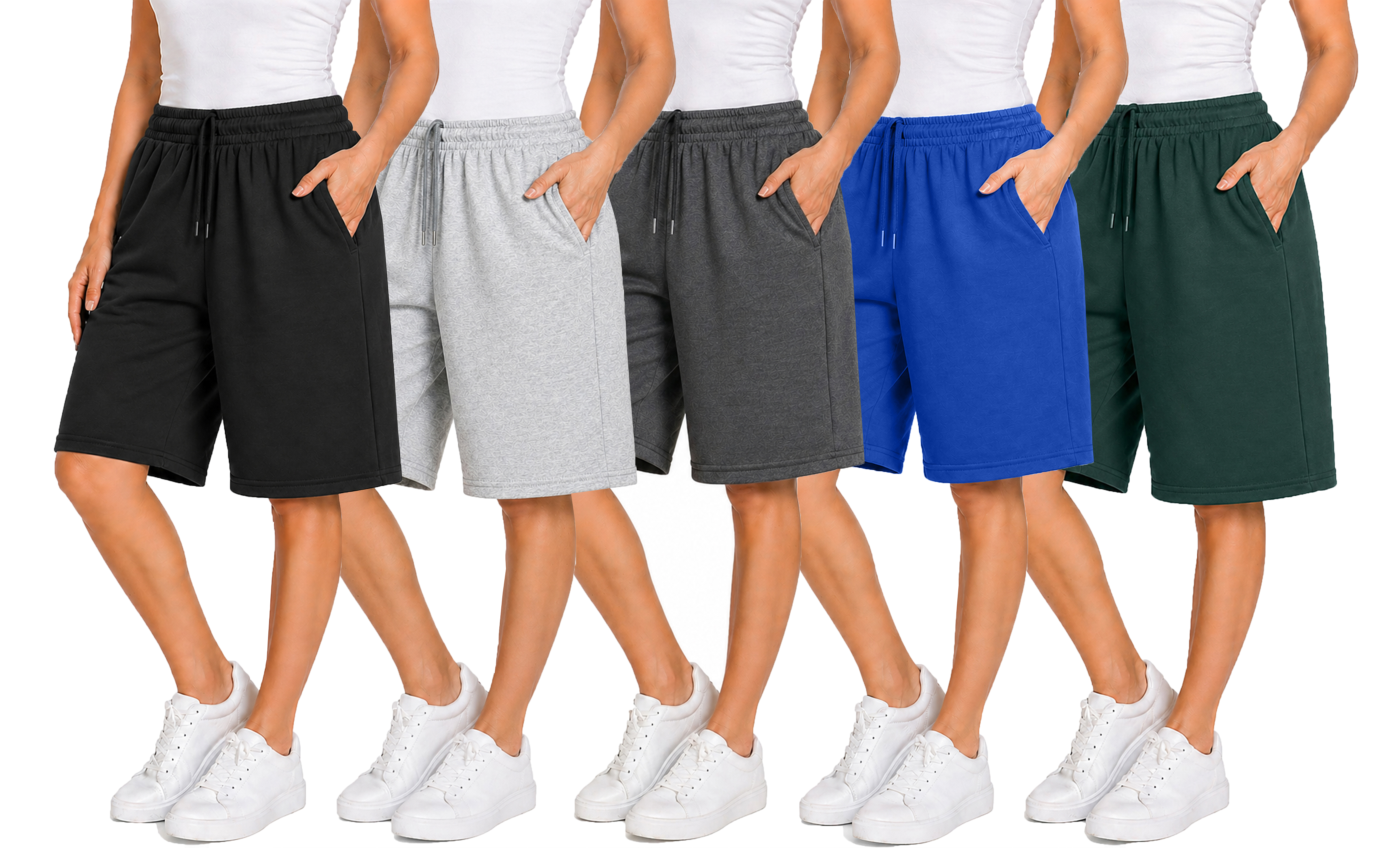 5Pk Womens Loose Fit Lounge Shorts - Gallery 9