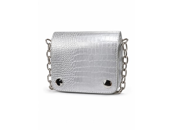 Croc-Embossed Clutch/Shoulder Bag