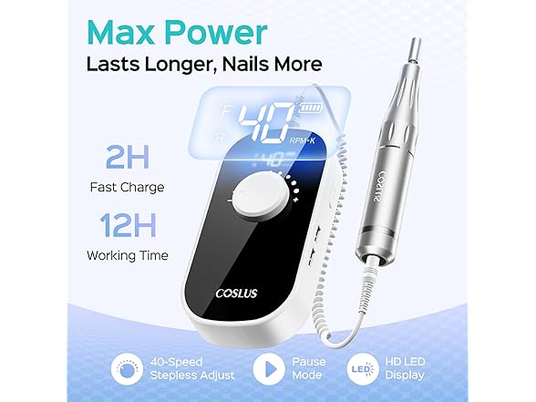 COSLUS Rechargeable Electric Nail Drill