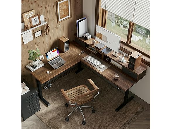 L Shaped Standing desk with 2 Drawers