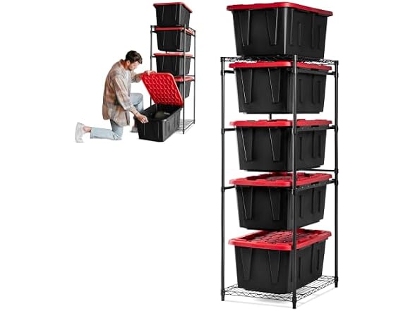 CleverMade Tote Tower Single 5-Tier Heavy-Duty Organizer Rack