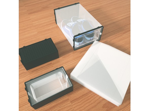 J&V Plastic Stackable Shoe Boxes 12Pk