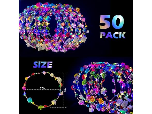 QSJQllo 50 Pcs LED Flower Crowns