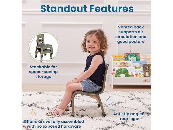 ECR4Kids Bentwood Chair, Grey Wash, 2Pk