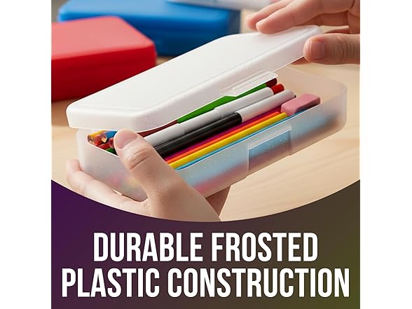 Fun Express 8 1/4" x 5" Frosted Plastic Pencil Boxes- 6Pc