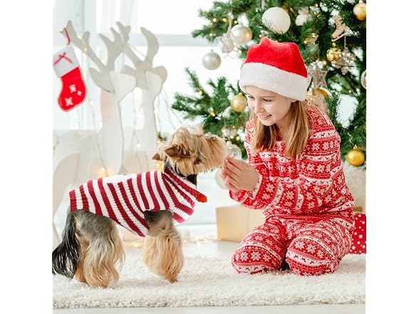 Dog Christmas Sweater Xmas Dog Holiday Red W