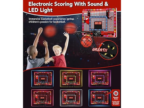 Over Door Mini Basketball Hoop w/ Lights
