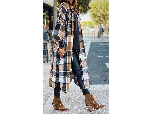 Geously Women (L) Long Sleeve Button Up Lapel Coat