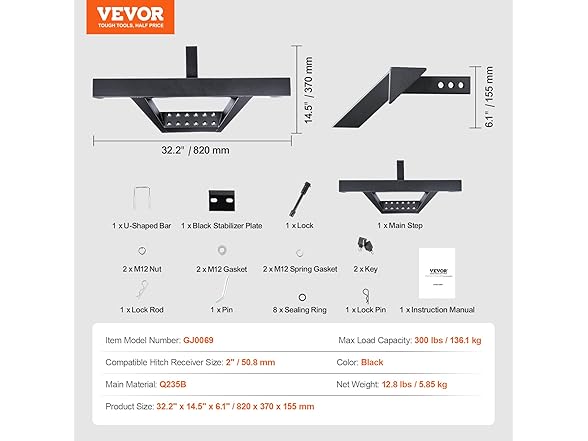 VEVOR Hitch Step for 2 Inch Receiver