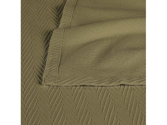 Superior Cotton Chevron Zig-Zag Blanket, California King, Sage