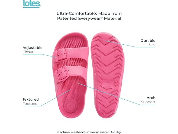 Totes Women's Waterproof Buckle Slide 6