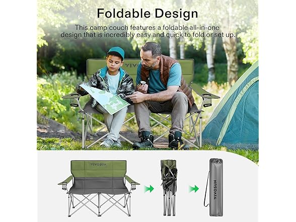 VIVOSUN Fully Padded Folding Loveseat