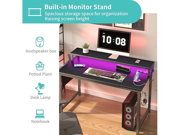 Lufeiya 40in Gaming Desk w/LED Lights