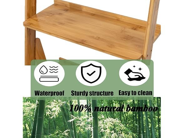 Bamboo Ladder Shelf Bookcase, 5-Tier