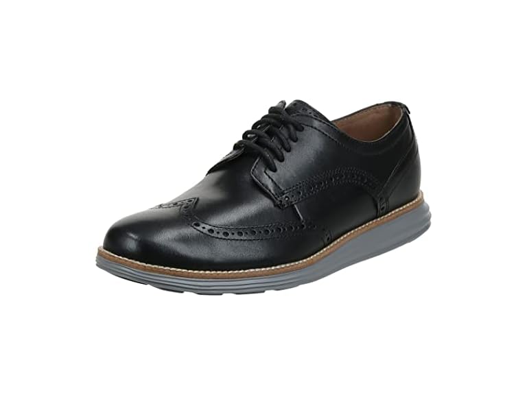 Cole Haan Men's Original Grand Shortwing Oxford Shoe, Black Leather/Ironstone, 9 Medium US