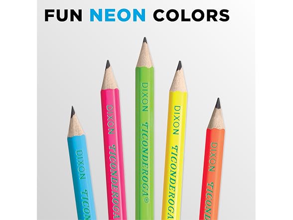 Ticonderoga Wooden Pencils, Pre-Sharpened #2 HB Soft, Neon Colors, 18-Count, 13018 (Pack of 72, 1296 Count Total)
