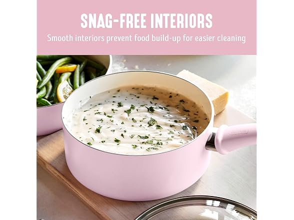 GreenLife 2.5QT Ceramic Nonstick Saucepan with Glass Lid, Pink