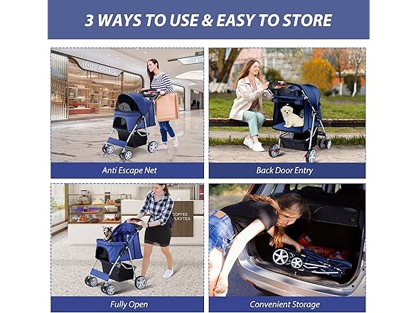 Navy Blue Pet Stroller