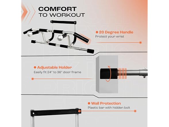 Yes4All Door Pull Up Bar 300lb Gray