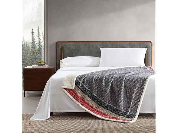 Eddie Bauer Fleece & Plush Sherpa Throw Blanket