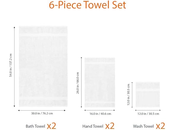 Amazon Basics 6-Piece Oversized Fade-Resistant Towel Set