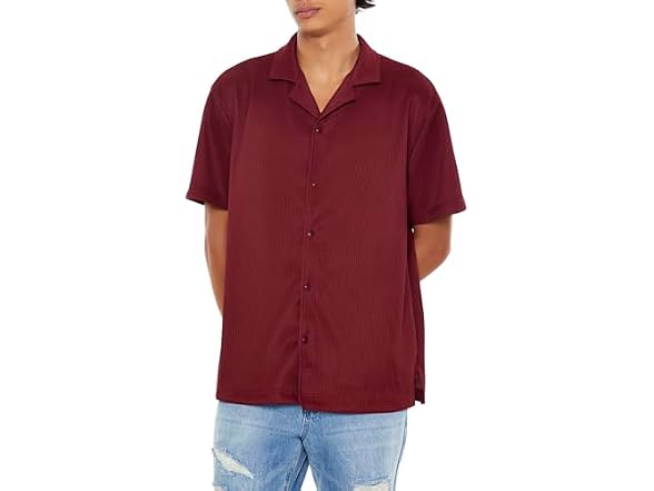 Forever 21 (L) Textured Short-Sleeve Shirt