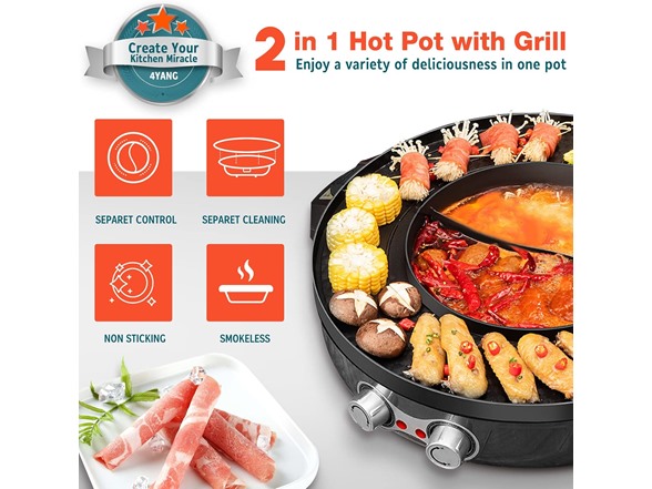 ANKYNE Multi-Function Hot Pot & Grill Cooker Black