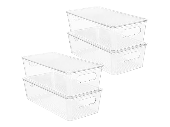 Vtopmart 4pcs Kitchen Clear Stackable Storage Bins