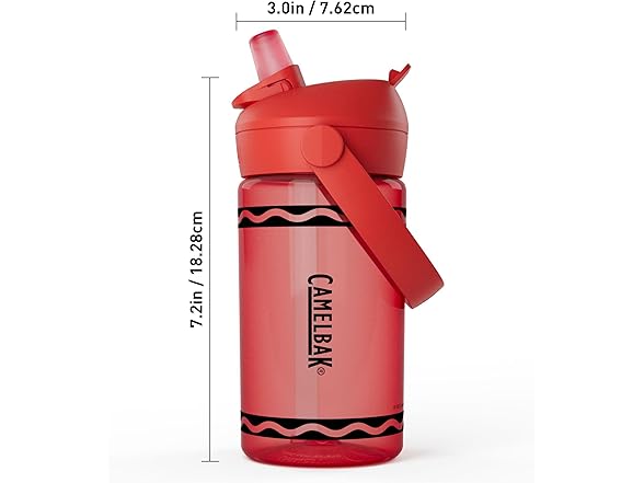 CamelBak Crayola Flip Straw Bottle, 14oz, Cherry Red