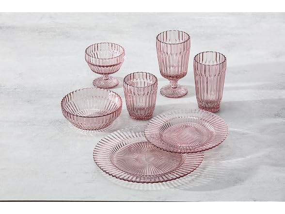 Fortessa Archie Glass Footed Dessert Bowl, 10 Ounce, Pink