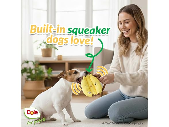 Dole for Pets Dog Rope Toy with Squeakers, Banana