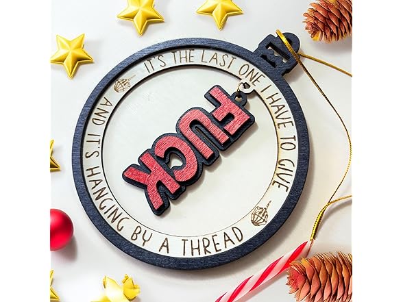 Donawings Funny F*ck Wooden Ornament