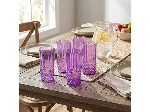 Fun Express 6" 14 oz. Purple Patterned Plastic Cups - 12 Count