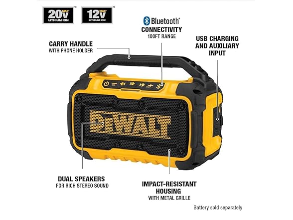 DEWALT DCR010 20V MAX Bluetooth Speaker