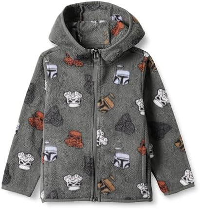 Amazon Essentials Disney | Marvel | Star Wars Boys' Polar Fleece Full-Zip Hooded Jacket, Star Wars Vader, X-Small