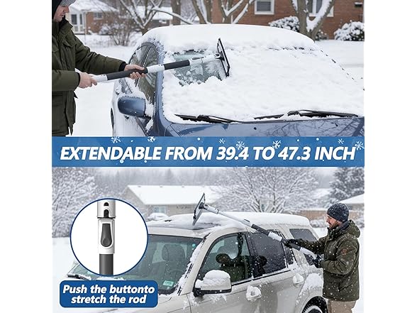 Eakertte W0095 3-in-1 Extendable Car Snow Shovel