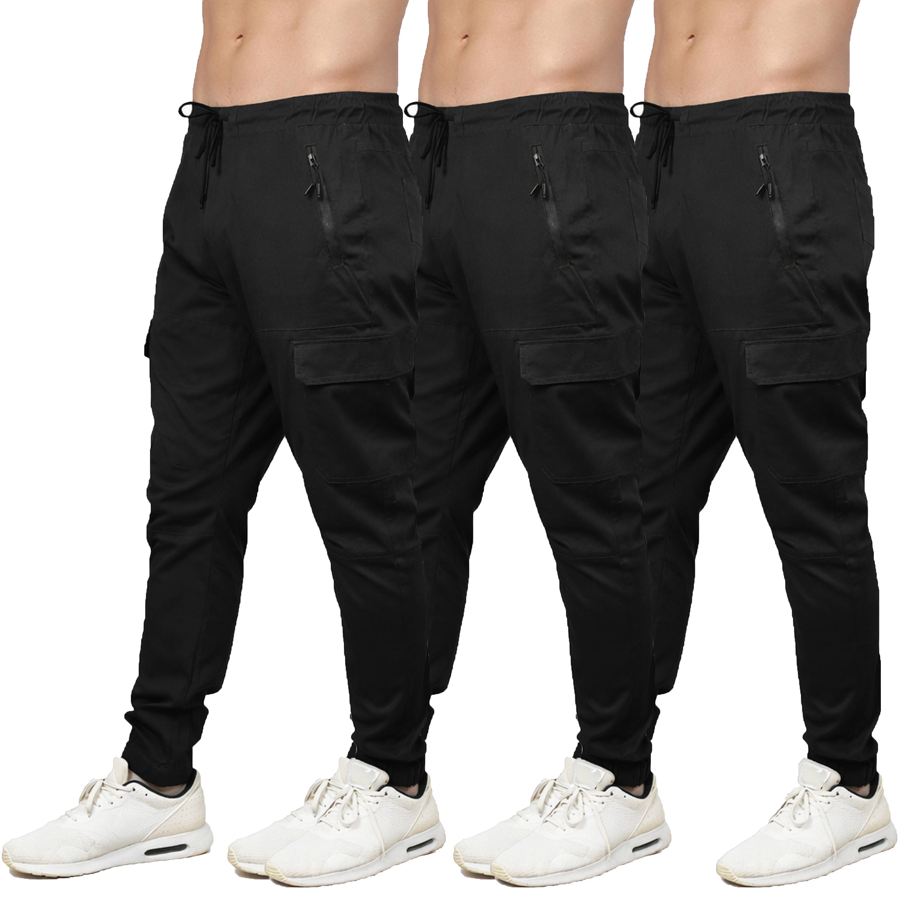 3Pk Mens Cotton Stretch Cargo Jogger - Gallery 14