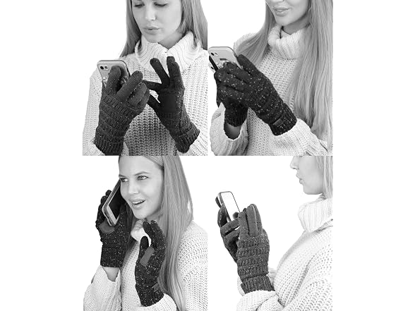 C.C Unisex (OS) Cable Knit Winter Gloves Beige
