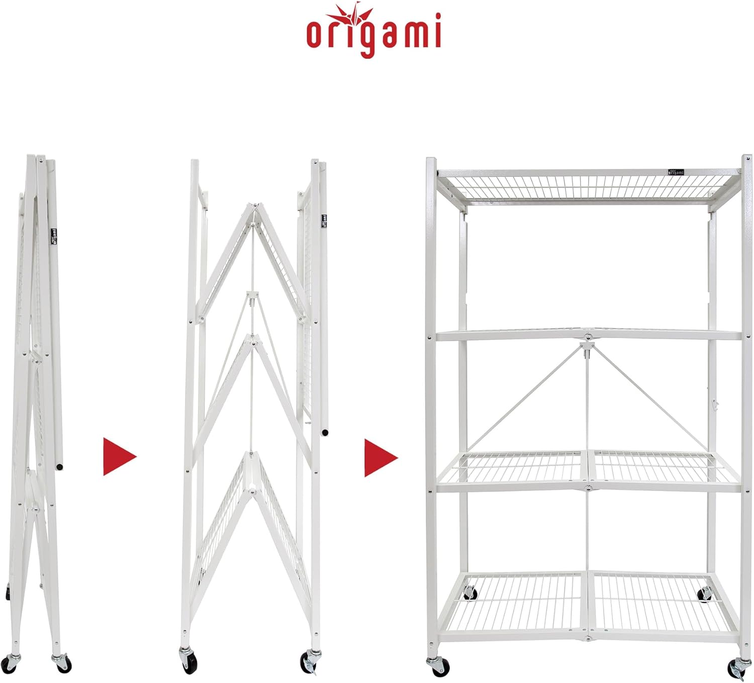 Origami R5 4-Shelf HD Folding Storage Rack, White - Gallery 8