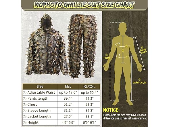 MOPHOTO 3D Leafy Ghillie Suit