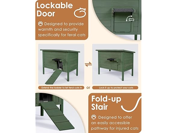 IVY&LANE IL-12 Green Outdoor Cat House Green