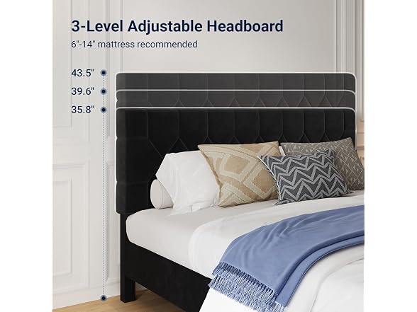 Avenco King Size Bed Frame, Upholstered Platform Bed Frame