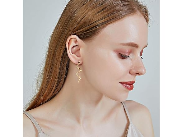 Silver & Gold Snake Dangle Earrings