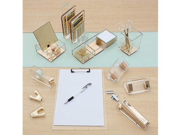 Clear Gold Toned Acrylic Stapler